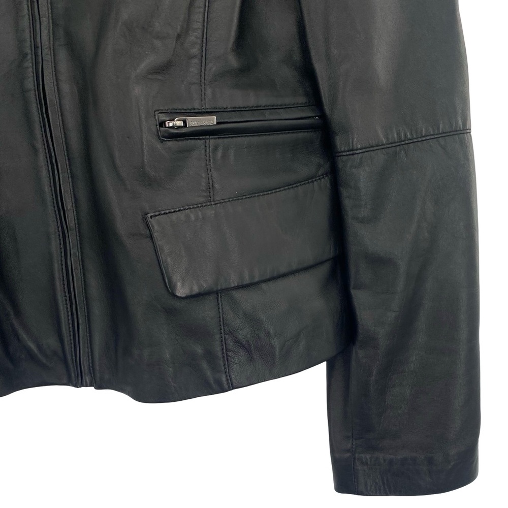 Saint + Sofia Blane Black Leather Bomber Jacket - Picture 5 of 13
